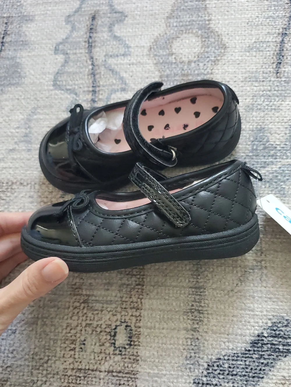 NWT Carters Black Aggie 2 Quilted Cap Toe Mary Jane Shoes Sz6